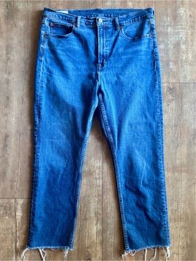 Gap Cigarette High Rise Raw Hem Stretch Denim Jeans Size 14/32 Short